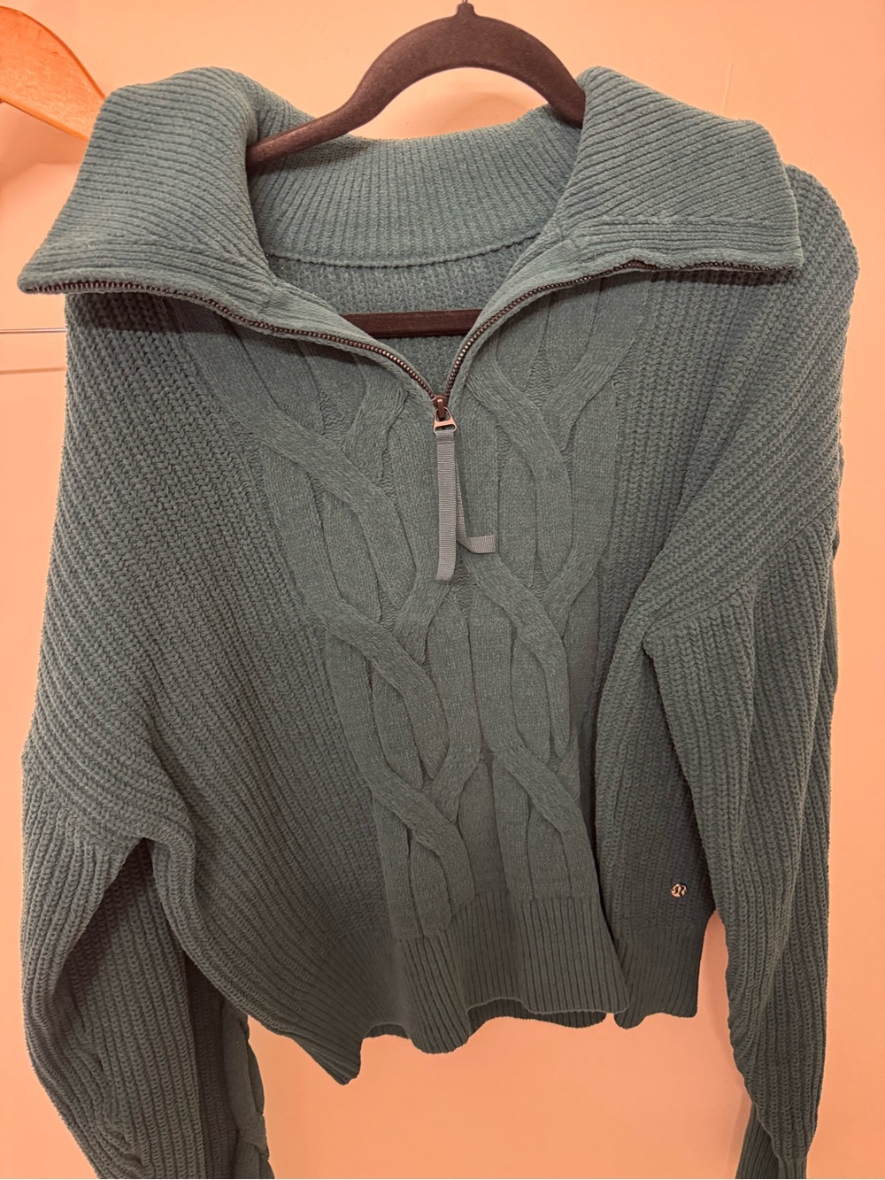 lululemon athletica Cable-Knit Half-Zip Sweater - Teal Green